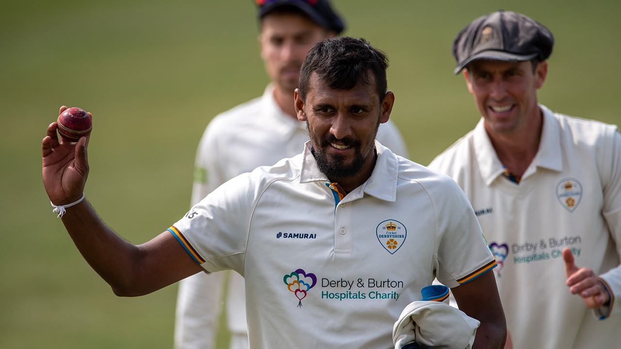 Lakmal five-wicket haul and Madsen&#8217;s 50 give Derbyshire advantage